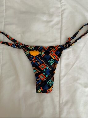 Womens Black Geometric Tie-Side Bikini Bottom from Brazil, fits like a S